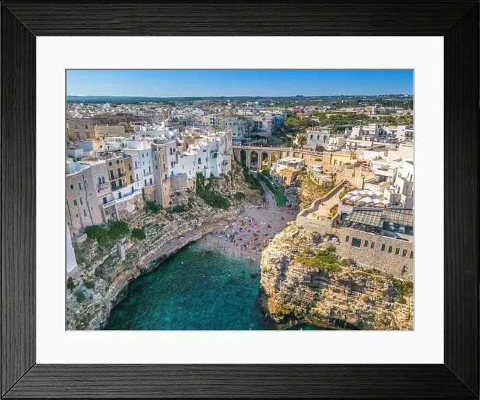 Framed Print : Aerial view of Polignano a mare city. Puglia. Italy Framed Print : Aerial view of Polignano a mare city. Puglia. Italy