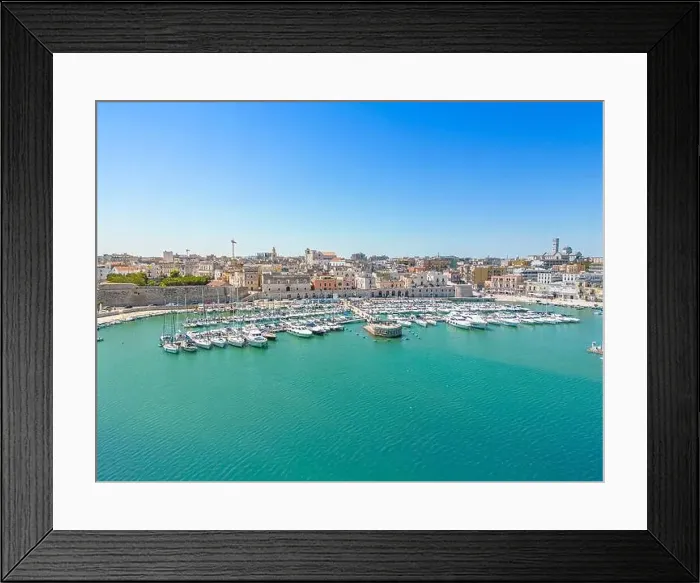 Framed Print : Aerial view of seafront Bisceglie in Puglia with drone Framed Print : Aerial view of seafront Bisceglie in Puglia with drone