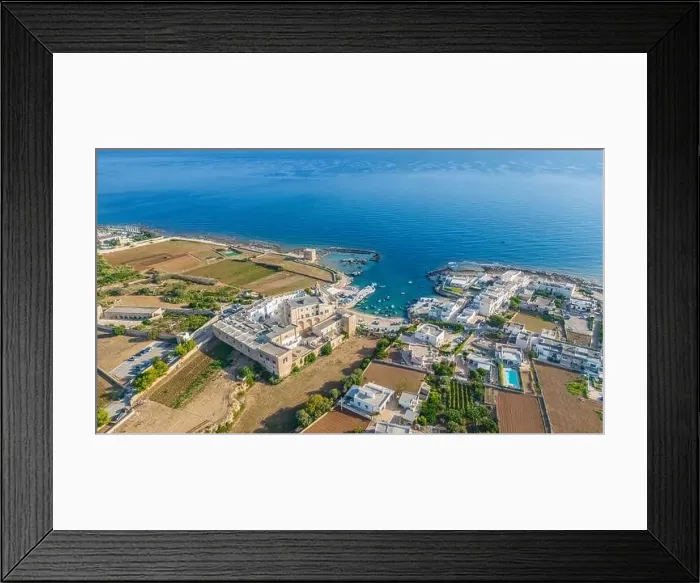 Framed Print : Aerial view Benedictine Abbey of San Vito. Polignano a mare. Puglia. Italy Framed Print : Aerial view Benedictine Abbey of San Vito. Polignano a mare. Puglia. Italy