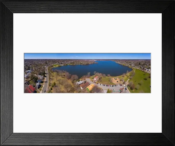 Framed Print : Wakefield Lake Quannapowitt panoramic aerial view in historic town center of Wakefield, Massachusetts MA, USA Framed Print : Wakefield Lake Quannapowitt panoramic aerial view in historic town center of Wakefield, Massachusetts MA, USA