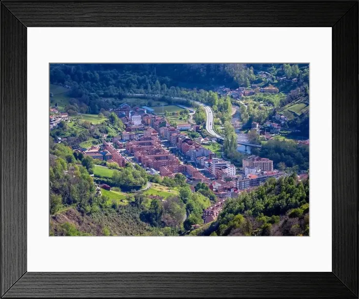 Framed Print : An aerial shot of the village Blimea in Asturias, Spain Framed Print : An aerial shot of the village Blimea in Asturias, Spain