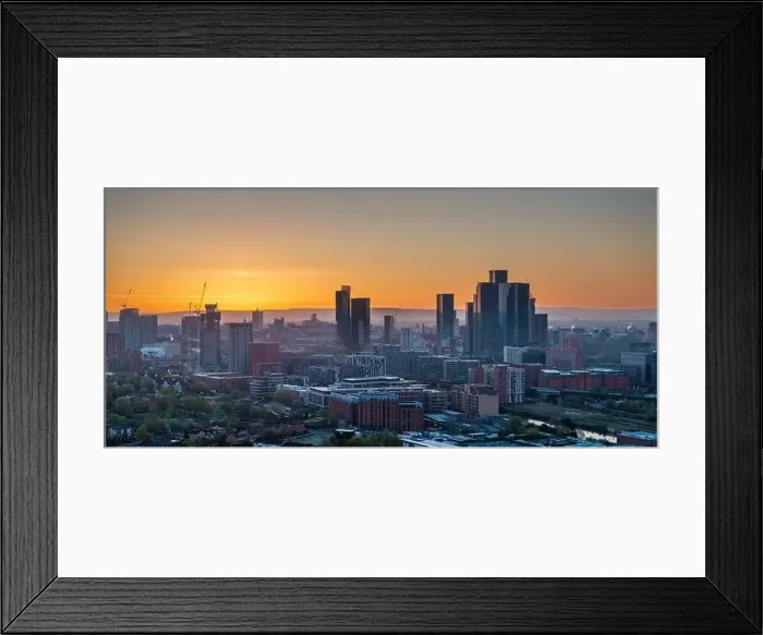 Framed Print : Aerial image of Manchester skyline at sunrise Framed Print : Aerial image of Manchester skyline at sunrise