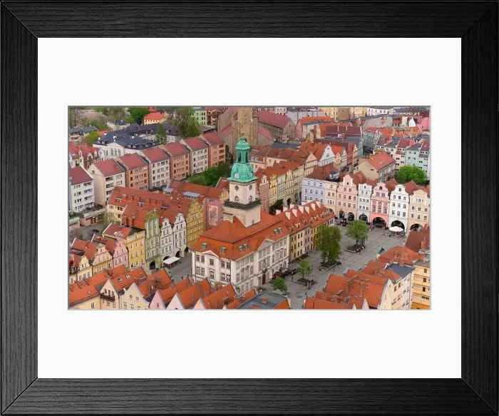 Framed Print : Aerial perspective highlights the architectural beauty of Jelenia Góra's market square Framed Print : Aerial perspective highlights the architectural beauty of Jelenia Góra's market square
