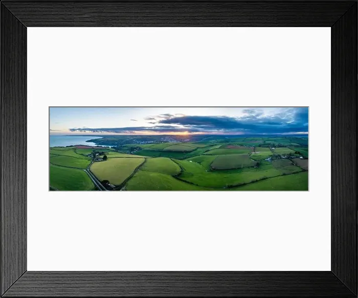 Framed Print : Sunset over Fields and Farms, The DAYMARK, Kingswear, Devon, England Framed Print : Sunset over Fields and Farms, The DAYMARK, Kingswear, Devon, England