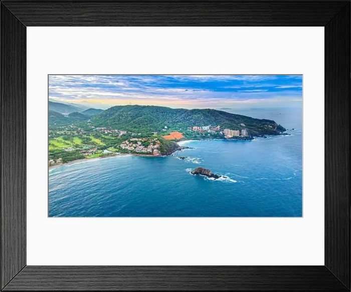 Framed Print : Panoramic view at dawn of Ixtapa Bay, where the waves were beginning to get stronger Framed Print : Panoramic view at dawn of Ixtapa Bay, where the waves were beginning to get stronger