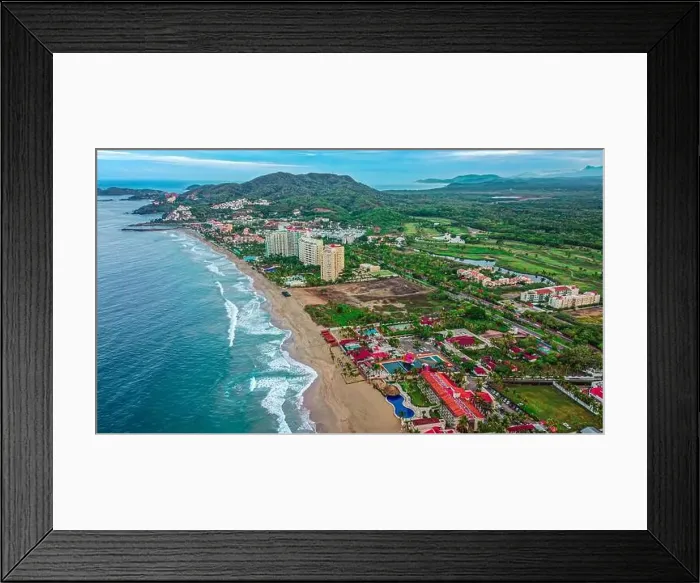 Framed Print : Panoramic view at dawn of Ixtapa Bay, where the waves were beginning to get stronger Framed Print : Panoramic view at dawn of Ixtapa Bay, where the waves were beginning to get stronger