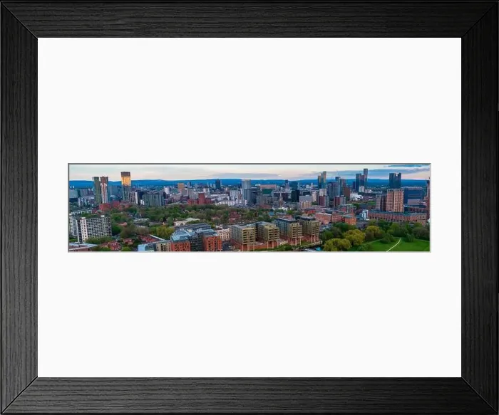 Framed Print : Wide panorama of Salford and Manchester Skyline photographed from Salford