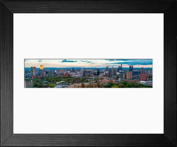Framed Print : Wide panorama of Salford and Manchester Skyline photographed from Salford Framed Print : Wide panorama of Salford and Manchester Skyline photographed from Salford