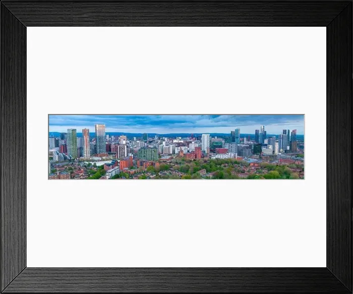 Framed Print : Wide panorama of Salford and Manchester Skyline photographed from Salford Framed Print : Wide panorama of Salford and Manchester Skyline photographed from Salford
