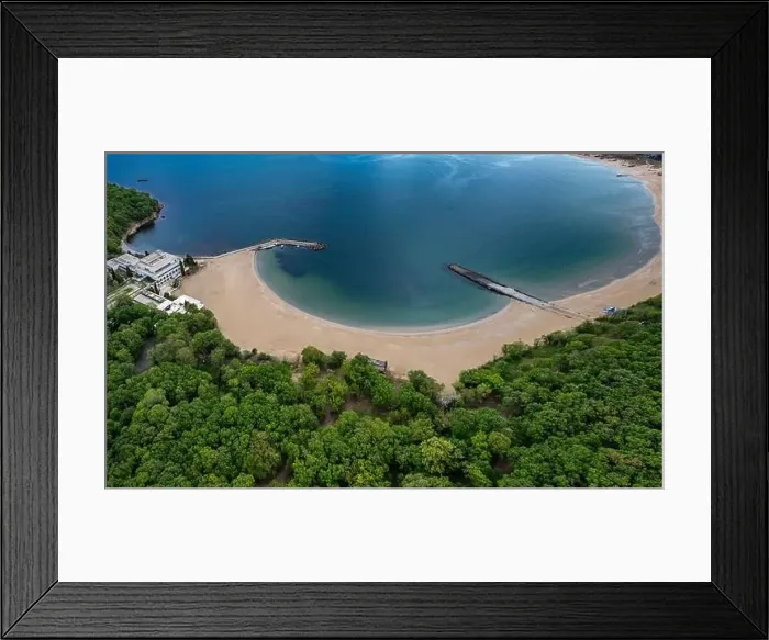 Framed Print : Aerial view to beautiful Perla beach near to Primorsko, Bulgaria