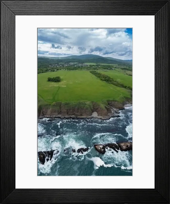 Framed Print : Aerial view to rocks in sea, big waves and beautiful rocky beach near to Varvara, Bulgaria Framed Print : Aerial view to rocks in sea, big waves and beautiful rocky beach near to Varvara, Bulgaria