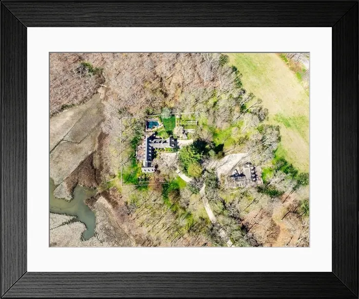 Framed Print : aerial view of a large estate at 145 scotts road, southampton, ny Framed Print : aerial view of a large estate at 145 scotts road, southampton, ny