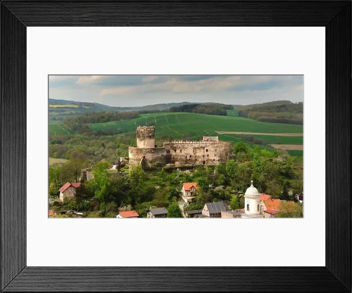 Framed Print : Majestic Bolkow Castle stands proudly in Lower Silesia, Poland, captured by drone Framed Print : Majestic Bolkow Castle stands proudly in Lower Silesia, Poland, captured by drone
