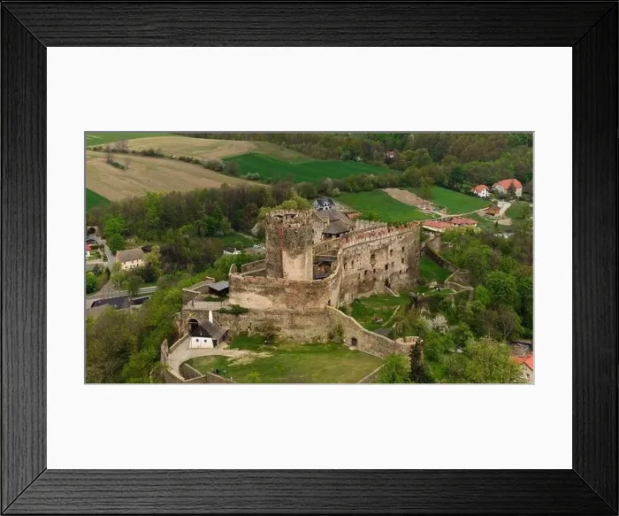 Framed Print : Aerial shot captures the medieval Bolkow Castle in Lower Silesia, Poland Framed Print : Aerial shot captures the medieval Bolkow Castle in Lower Silesia, Poland