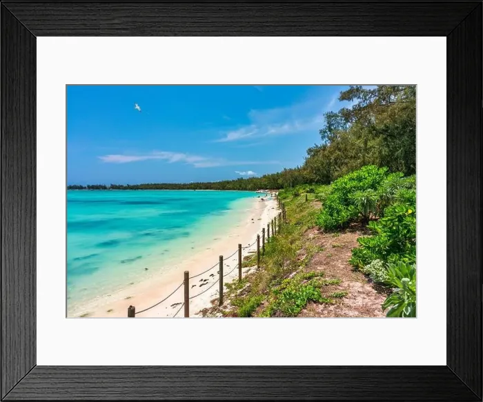 Framed Print : Mauritius beach aerial view of Mont Choisy beach in Grand Baie
