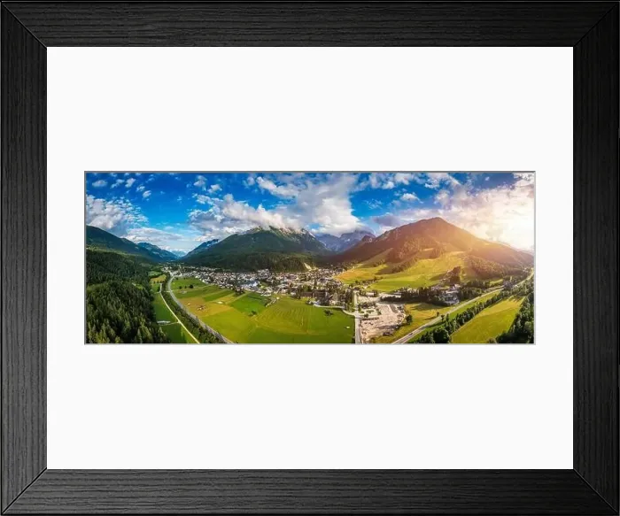 Framed Print : Kranjska Gora town in Slovenia at summer with beautiful nature and mountains in the background
