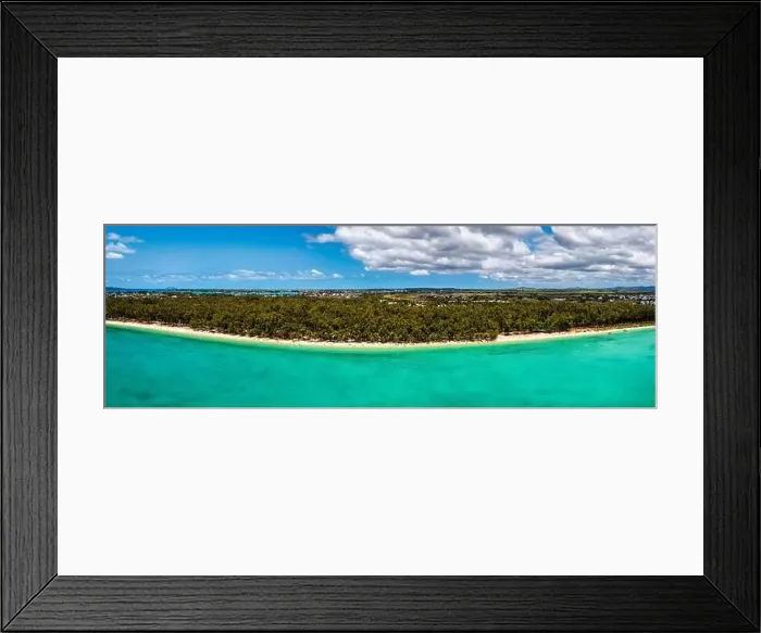 Framed Print : Mauritius beach aerial view of Mont Choisy beach in Grand Baie Framed Print : Mauritius beach aerial view of Mont Choisy beach in Grand Baie