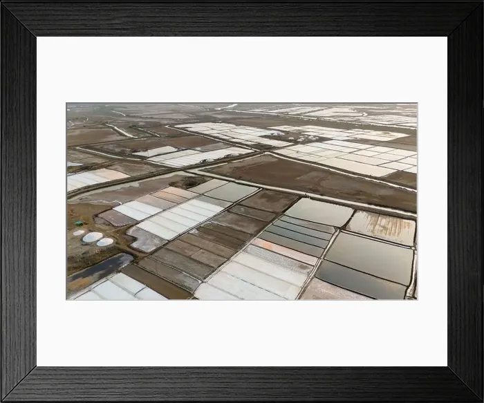 Framed Print : Aerial view of salt farm near sea at Valsad District, Gujarat India. Drone view of salt farming Framed Print : Aerial view of salt farm near sea at Valsad District, Gujarat India. Drone view of salt farming