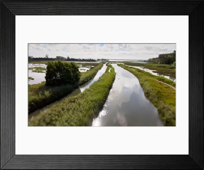 Framed Print : Aerial View of Ribeira do Mourao near the Aveiro Lagoon at Murtosa, Aveiro, Portugal Framed Print : Aerial View of Ribeira do Mourao near the Aveiro Lagoon at Murtosa, Aveiro, Portugal