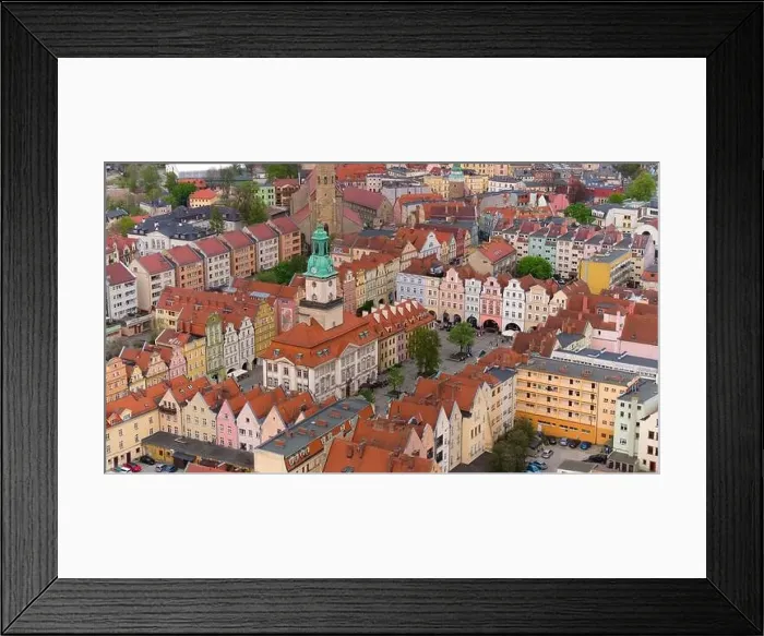Framed Print : Aerial perspective highlights the architectural beauty of Jelenia Góra's market square Framed Print : Aerial perspective highlights the architectural beauty of Jelenia Góra's market square