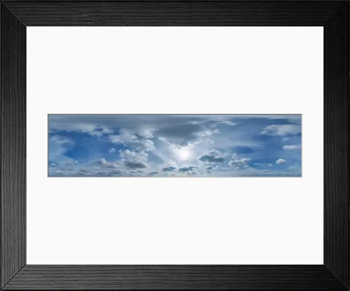 Framed Print : blue sky with haze in 360 hdri panorama in equirectangular format with zenith and clouds Framed Print : blue sky with haze in 360 hdri panorama in equirectangular format with zenith and clouds
