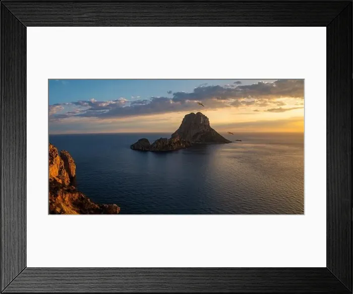 Framed Print : Es Vedra island sunset panoramic view, Sant Josep de Sa Talaia, Ibiza, Balearic Islands, Spain Framed Print : Es Vedra island sunset panoramic view, Sant Josep de Sa Talaia, Ibiza, Balearic Islands, Spain