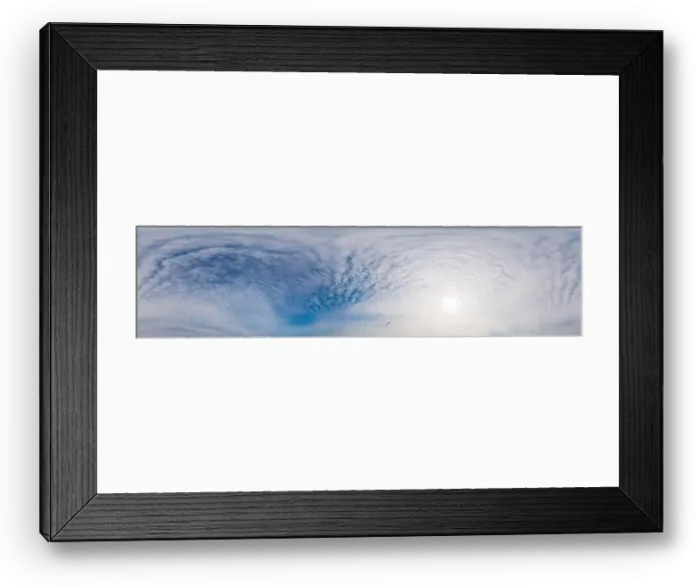 Framed Print : Sky 360 panorama - Bright blue sky filled with fluffy white Cirrus clouds Framed Print : Sky 360 panorama - Bright blue sky filled with fluffy white Cirrus clouds