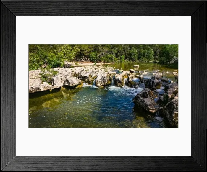 Framed Print : Scenic aerial view of Sculpture Falls via Barton Creek Greenbelt Trail in Austin Texas at summer Framed Print : Scenic aerial view of Sculpture Falls via Barton Creek Greenbelt Trail in Austin Texas at summer