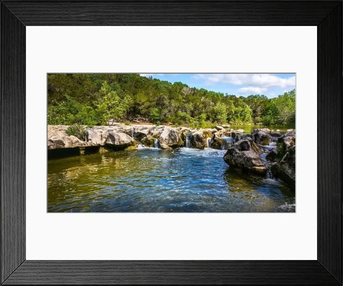 Framed Print : Scenic aerial view of Sculpture Falls via Barton Creek Greenbelt Trail in Austin Texas at summer Framed Print : Scenic aerial view of Sculpture Falls via Barton Creek Greenbelt Trail in Austin Texas at summer