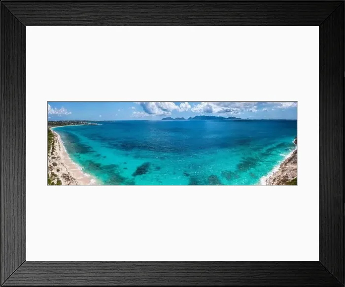 Framed Print : Aerial panoramic of Cove Bay near Cap Juluca with Saint Martin in the distance on the island of Anguilla Framed Print : Aerial panoramic of Cove Bay near Cap Juluca with Saint Martin in the distance on the island of Anguilla