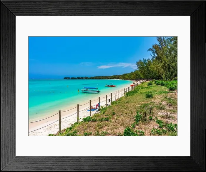 Framed Print : Mauritius beach aerial view of Mont Choisy beach in Grand Baie Framed Print : Mauritius beach aerial view of Mont Choisy beach in Grand Baie