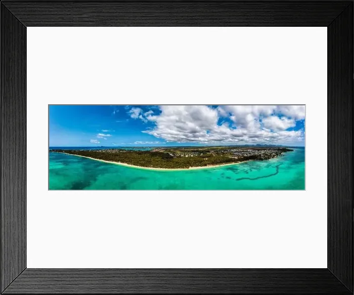 Framed Print : Mauritius beach aerial view of Mont Choisy beach in Grand Baie Framed Print : Mauritius beach aerial view of Mont Choisy beach in Grand Baie