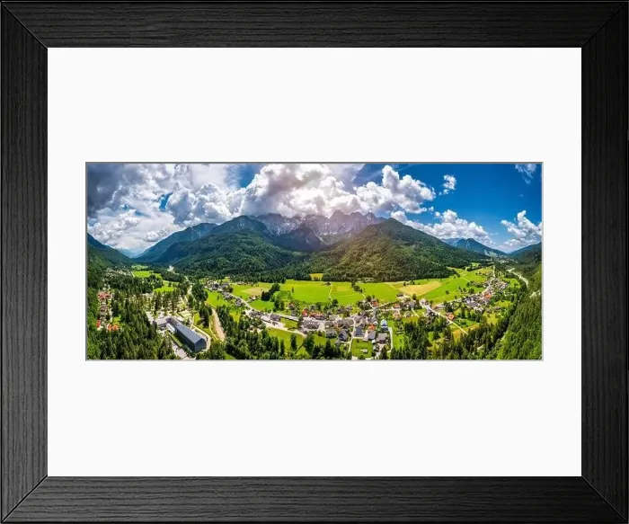 Framed Print : Gozd Martuljek town in Slovenia at summer with beautiful nature and mountains in the background Framed Print : Gozd Martuljek town in Slovenia at summer with beautiful nature and mountains in the background