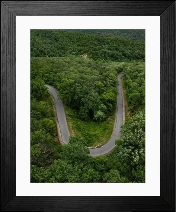 Framed Print : Aerial view to a rural road in the mountain near to Sofia, Bulgaria Framed Print : Aerial view to a rural road in the mountain near to Sofia, Bulgaria