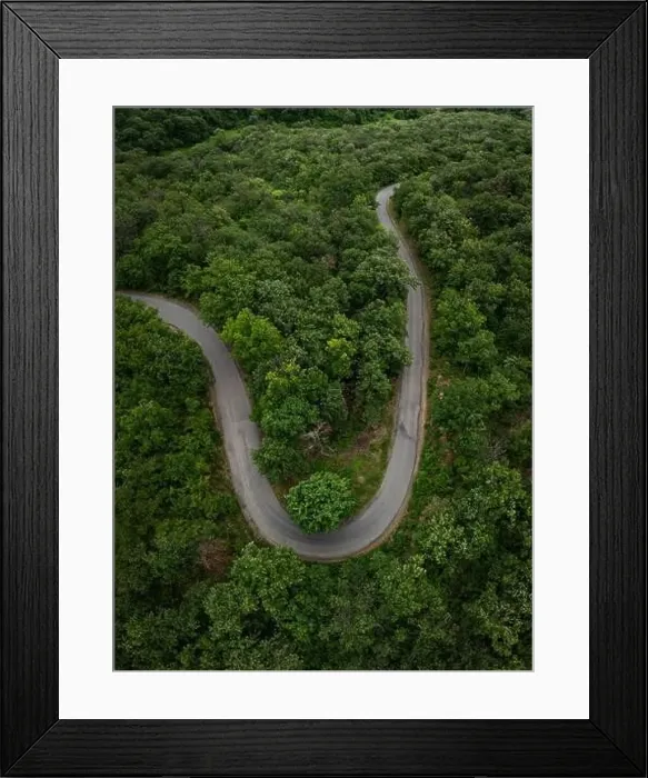 Framed Print : Aerial view to a rural road in the mountain near to Sofia, Bulgaria Framed Print : Aerial view to a rural road in the mountain near to Sofia, Bulgaria
