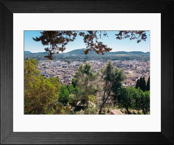 Framed Print : Beautiful view over the city of Arta, Mallorca in Sunny day. Old Town, popular touristic place