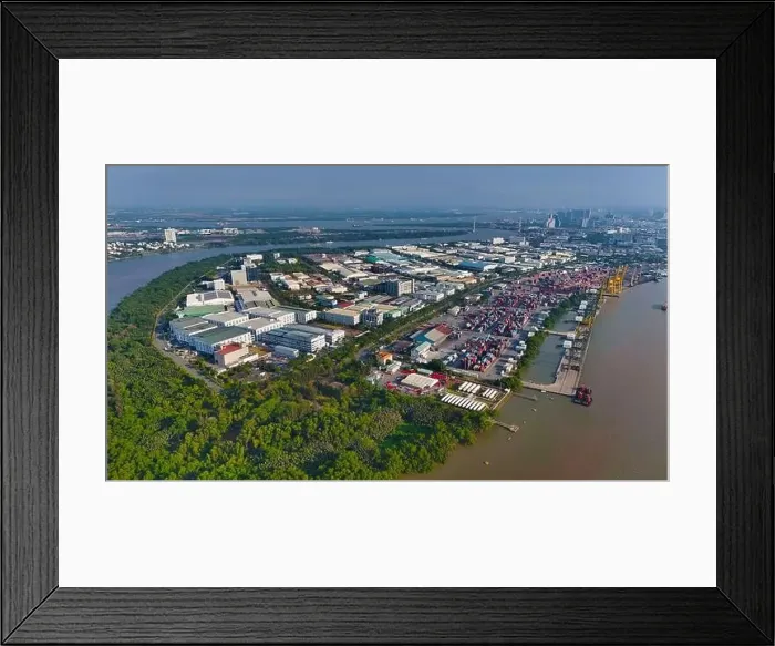 Framed Print : Aerial view from drone of Ho Chi Minh city port Framed Print : Aerial view from drone of Ho Chi Minh city port