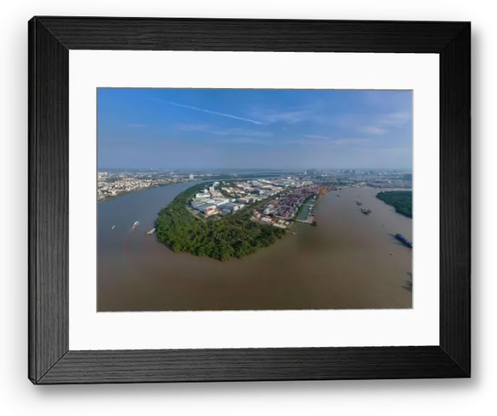 Framed Print : Aerial view from drone of Ho Chi Minh city port Framed Print : Aerial view from drone of Ho Chi Minh city port