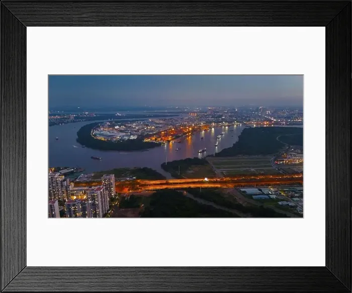 Framed Print : Aerial view from drone of Ho Chi Minh city port Framed Print : Aerial view from drone of Ho Chi Minh city port