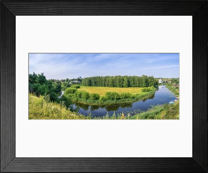 Framed Print : Rustic landscape, road through the field
