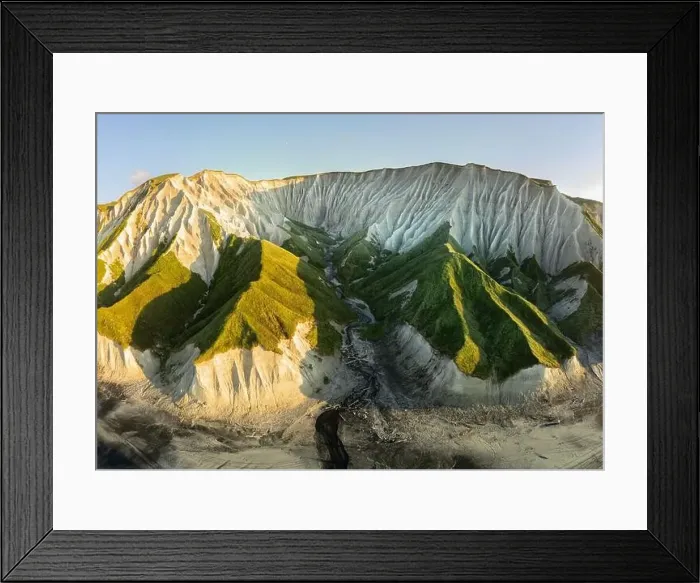 Framed Print : Russia, Kuril Islands, Iturup Island, White rocks on the coast of the Sea of Okhotsk. Aerial view Framed Print : Russia, Kuril Islands, Iturup Island, White rocks on the coast of the Sea of Okhotsk. Aerial view