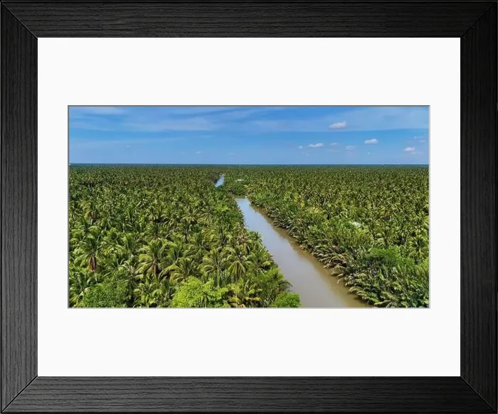 Framed Print : Amazing aerial view from drone of Mekong Delta countryside Framed Print : Amazing aerial view from drone of Mekong Delta countryside