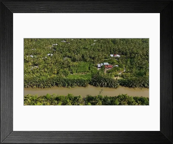 Framed Print : Amazing aerial view from drone of Mekong Delta countryside Framed Print : Amazing aerial view from drone of Mekong Delta countryside