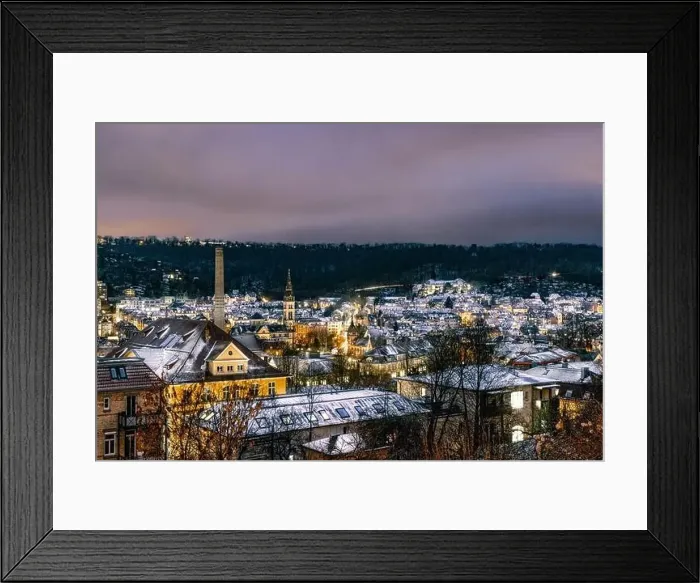 Framed Print : View over Stuttgart Heslach in winter, Stuttgart from above, Stuttgart at night, big city Framed Print : View over Stuttgart Heslach in winter, Stuttgart from above, Stuttgart at night, big city