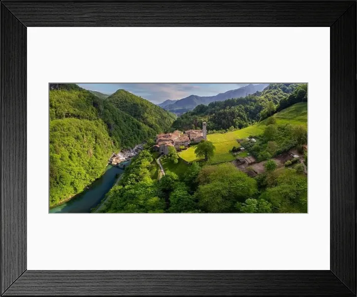 Framed Print : Aerial view of Cornello dei Tasso, enchanting old village in Brembana valley, Bergamo province, Lombardy, Italy Framed Print : Aerial view of Cornello dei Tasso, enchanting old village in Brembana valley, Bergamo province, Lombardy, Italy