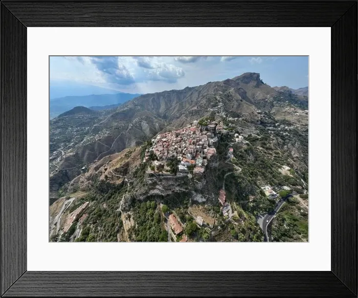 Framed Print : Spectacular aerial views of Taormina and Castelmola Medieval Villages in Sicily, Italy Framed Print : Spectacular aerial views of Taormina and Castelmola Medieval Villages in Sicily, Italy