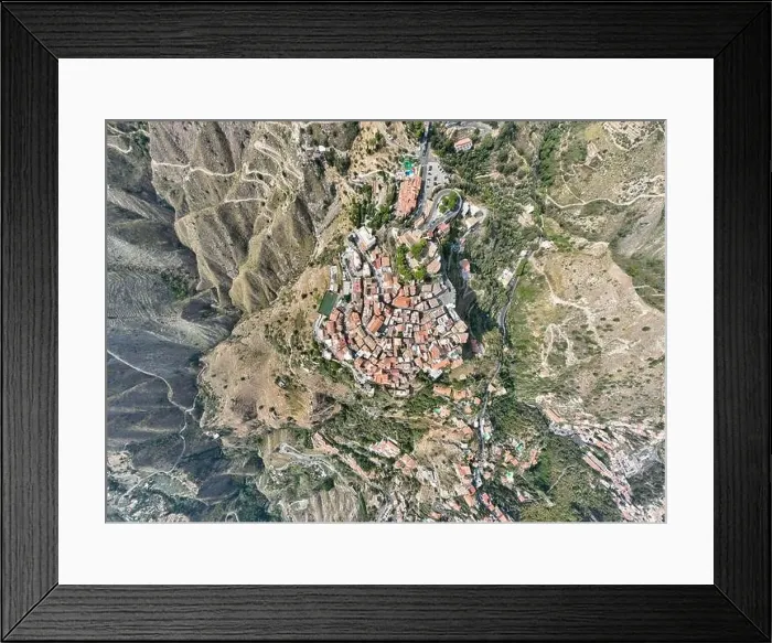 Framed Print : Spectacular aerial views of Taormina and Castelmola Medieval Villages in Sicily, Italy Framed Print : Spectacular aerial views of Taormina and Castelmola Medieval Villages in Sicily, Italy
