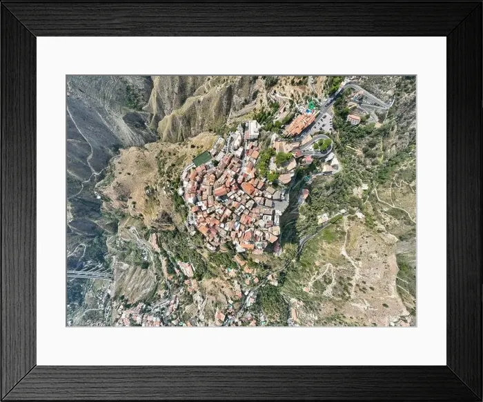 Framed Print : Spectacular aerial views of Taormina and Castelmola Medieval Villages in Sicily, Italy Framed Print : Spectacular aerial views of Taormina and Castelmola Medieval Villages in Sicily, Italy