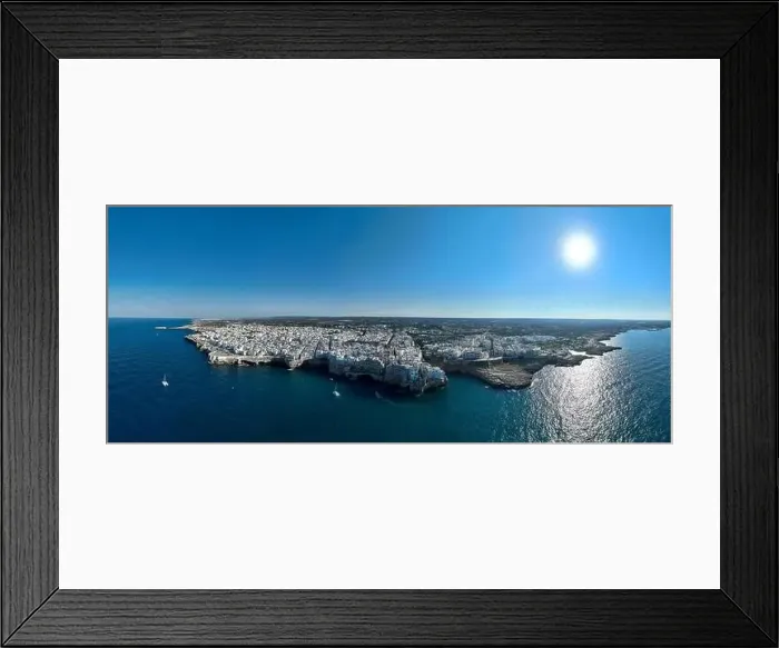 Framed Print : Polignano a Mare drone shot. Aerial view shot of Cala Paura in Puglia, Polignano. Most famous beach in South Italy Framed Print : Polignano a Mare drone shot. Aerial view shot of Cala Paura in Puglia, Polignano. Most famous beach in South Italy