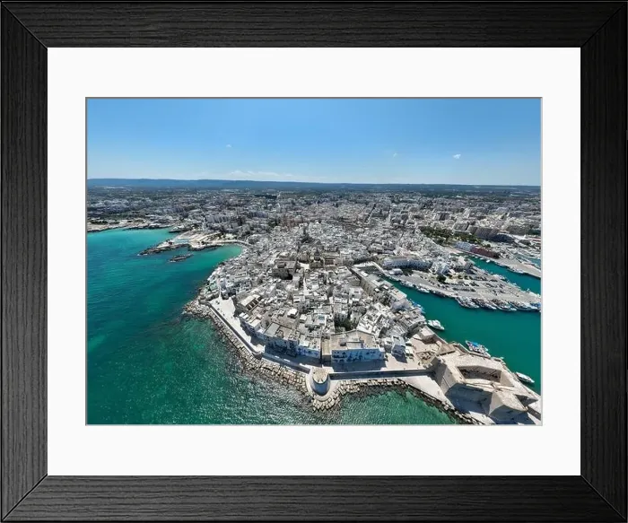 Framed Print : Aerial view of the old town of Monopoli, Italy Framed Print : Aerial view of the old town of Monopoli, Italy